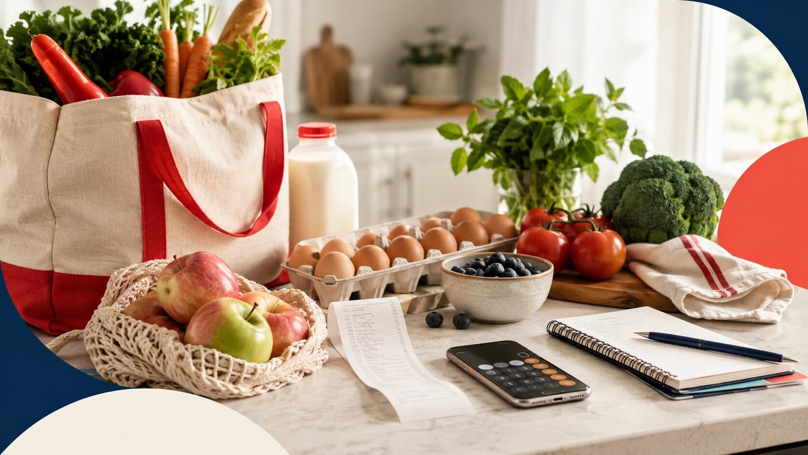 Groceries, receipt and household budget tools