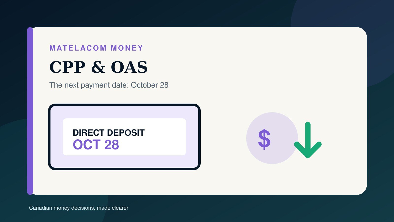 CPP and OAS Payment Dates: October, November and December 2026